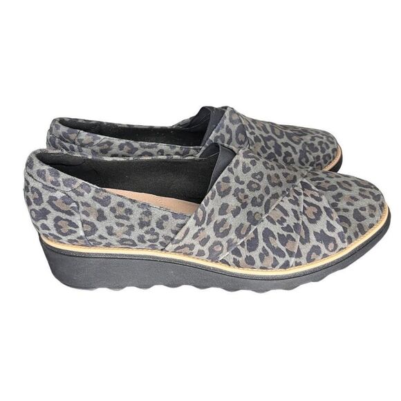 Clarks Sharon Form Leather Leopard Loafers Women’s 12 WIDE - Picture 2 of 9
